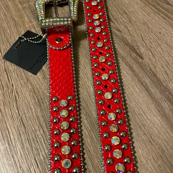 Elite Junior Red Rhinestone Belt XL Plus - Picture 5 of 8